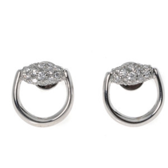 GUCCI HORSEBIT 18K WHITE GOLD DIAMOND STUD EARRINGS - Picture 5 of 8